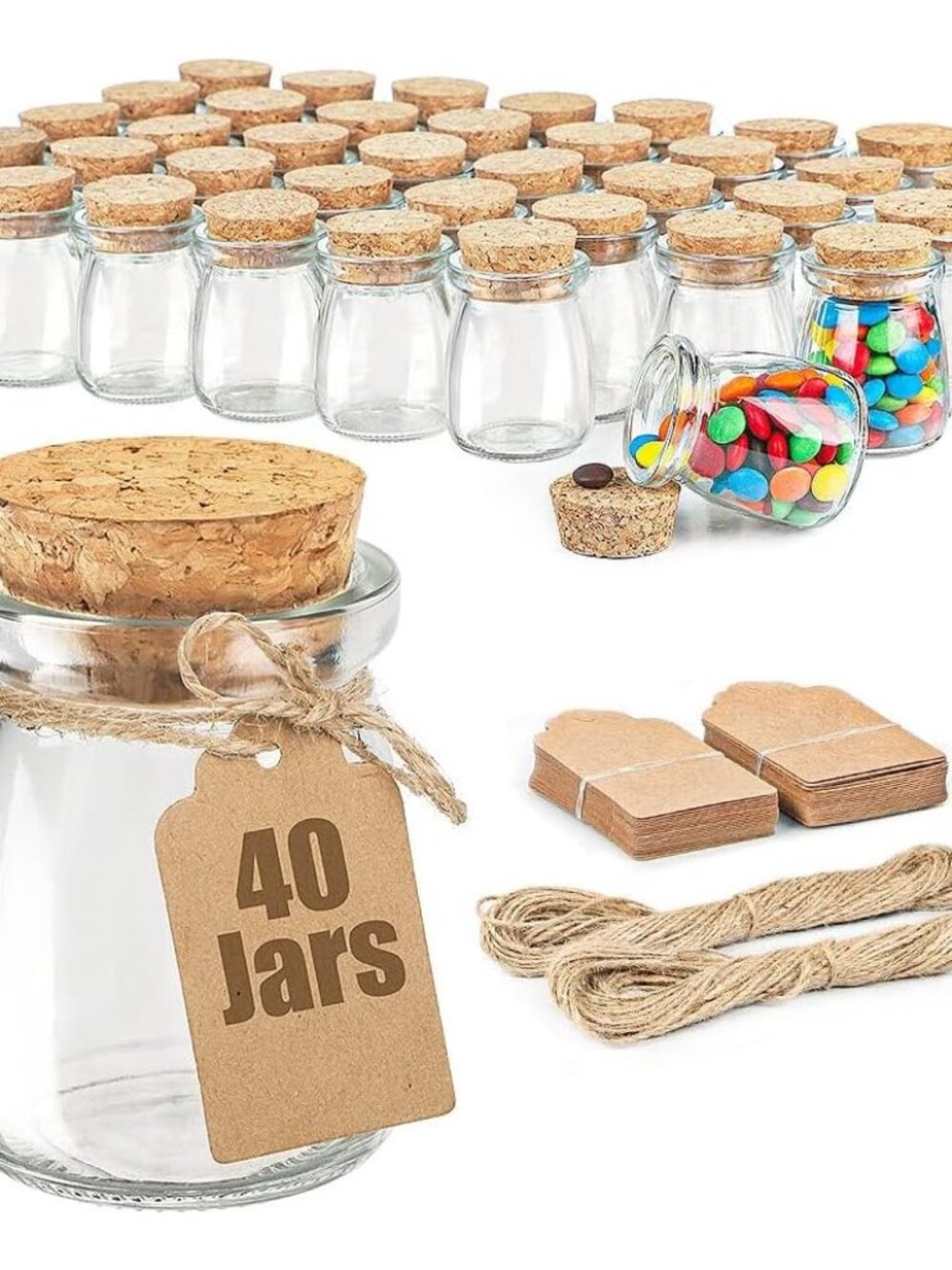 3.4 Oz Small Glass Jars With Lids, 40 Pack Wedding Favors